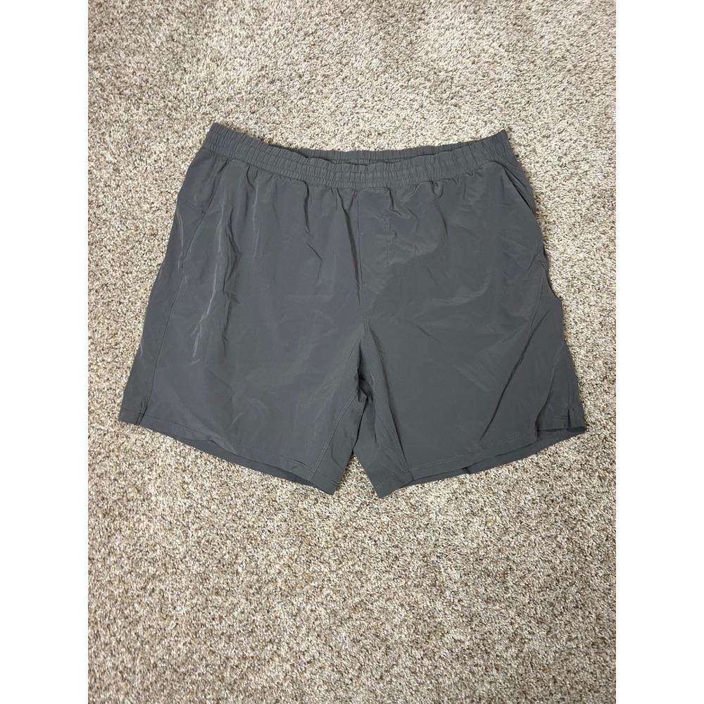 Shinesty Mens Athletic Shorts Charcoal Gray Mesh Lined Zipper Pocket Size L